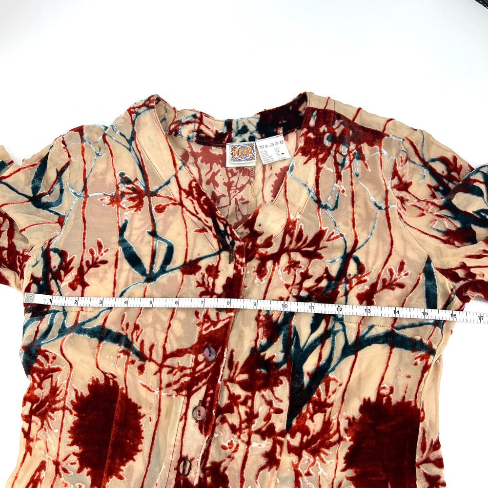 Oilily Vintage Y2K Velvet Burnout Sheer Duster Euro Size 36 (Small) - Picture 8 of 10
